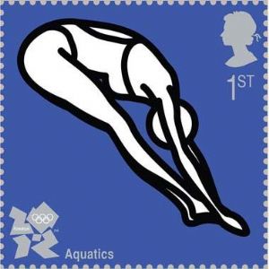 First-class stamps which champion the different Olympic and Paralympic sports at the London 2012 Games have been unveiled. Each stamp is designed by a leading artist. The first set of ten stamps go on sale on October 22. Artists are designing images of another 20 sports for stamps that will go on sale in 2010 and 2012.Aquatics is illustrated with an image of a diver by Julian Opie.[cctv.com]