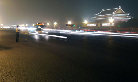 The photo taken on August 25, 2009 shows the Chang'an Avenue after five months’ face-lift work to widen and resurface the road. A section of the avenue that runs across the northern edge of the Tian'anmen Square, where a massive military parade is set to be held on October 1 for the National Day celebration, has been repaired and repaved. The avenue received its last face-lift in 1999 for the celebration of the 50th anniversary of the founding of PRC. [CFP]