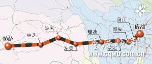 Map of the Sichuan-Tibet railway. Its construction will begin this month. [Cqwb.com.cn] 