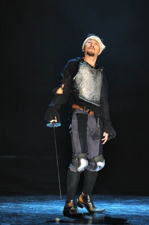 Photo taken on Aug. 30, 2009 shows a still of 'Don Quixote' during a trial performance at the Experimental Theater of Central Academy of Drama in Beijing, China.