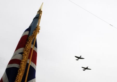 World War II Spitfire and Hurricane fighters are pictured during the Battle of Britain Commemoration Service at Yorkshire Air Museum in Elvington, northern England September 6, 2009.[Xinhua/Reuters]