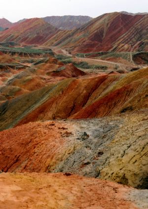 Picture taken on Sept. 8, 2009 shows a view of the Danxia Landform at a geopark in Zhangye, northwest China's Gansu Province.