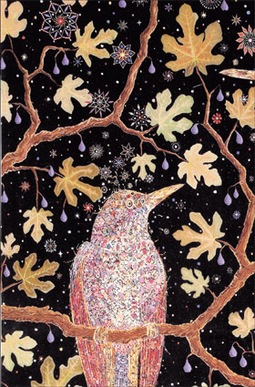 'After Migrant Fruit Thugs' by Fred Tomaselli on display at SHContemporary
