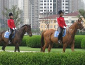 Mounted policewomen at the 2009 Summer Davos in Dalian