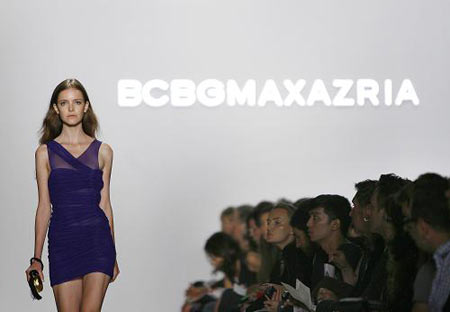 A model presents a creation at the BCBG Max Azria Spring 2010 collection during New York Fashion Week September 10, 2009. 