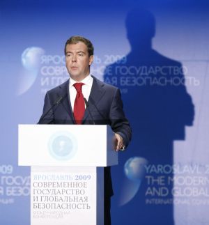 President Dmitry Medvedev said Monday that the future world will benefit if its leaders adopt rational policies that come from open discussions and research.