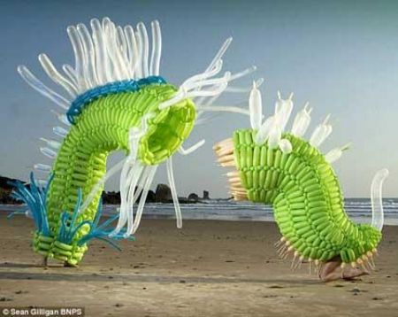 Two of Jason's bizarre looking sculptures by the sea which could be their.