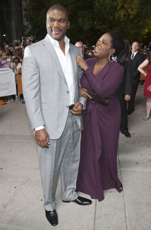 Oprah Winfrey and Tyler Perry arrive at the 'Precious' film screening during the 34th Toronto International Film Festival, September 13, 2009.