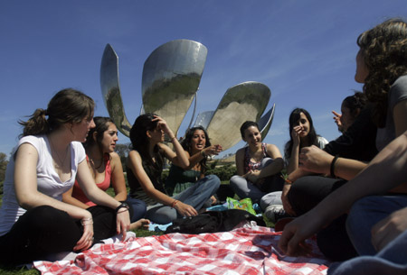 Argentine youth enjoy picnic as they attend a park gathering to celebrate Dia de la Primavera (the Day of Spring) in Buenos Aires, Argentina, Sept. 21, 2009. The annual 