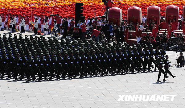 Troopers from Chinese Strategic Missile Force pass in review