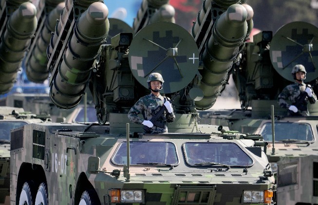 Second Artillery Force's anti-aircraft are displayed in a parade of the celebrations for the 60th anniversary of the founding of the People's Republic of China, on Chang'an Street in central Beijing, capital of China, Oct. 1, 2009.