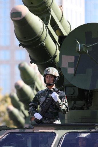 Second Artillery Force's anti-aircraft are displayed in a parade of the celebrations for the 60th anniversary of the founding of the People's Republic of China, on Chang'an Street in central Beijing, capital of China, Oct. 1, 2009.