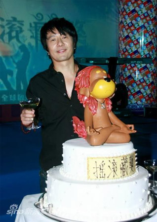 Zheng Jun at the launch ceremony of 3D film project of 'Tibetan Rock Dog', Beijing, October 12, 2009.