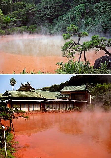 Blood Pond Hot Spring in Japan [CRI]