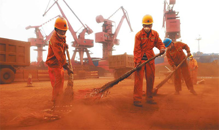 China's iron ore imports rose 36 percent to 469.4 million tons in the first nine months from a year earlier. [China Daily]