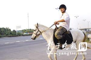 小伙爱好马术每天骑马上下班(图)