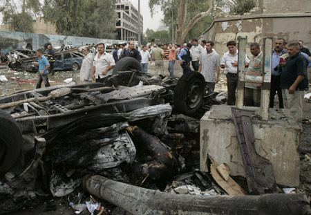 Two truck bombs coordinately exploded in downtown Baghdad Sunday, killing at least 132 people and wounding some 512 others in an apparent attempt to shape a setback to the Iraqi government which struggle to restore normalcy in the country nearly three months ahead of the country's national elections.