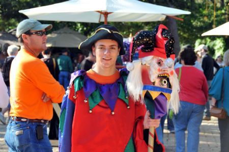 A costumed boy poses during the Texas Renaissance Festival in Plantersville, Texas, the U.S., Oct. 24, 2009. The Texas Renaissance Festival runs for eight weekends from October 10 to November 29, during which characters dressed in the outfits of the Renaissance era stroll the lanes of the recreated 16th century village and interact with festival guests. (Xinhua/Chen Ruwei) 