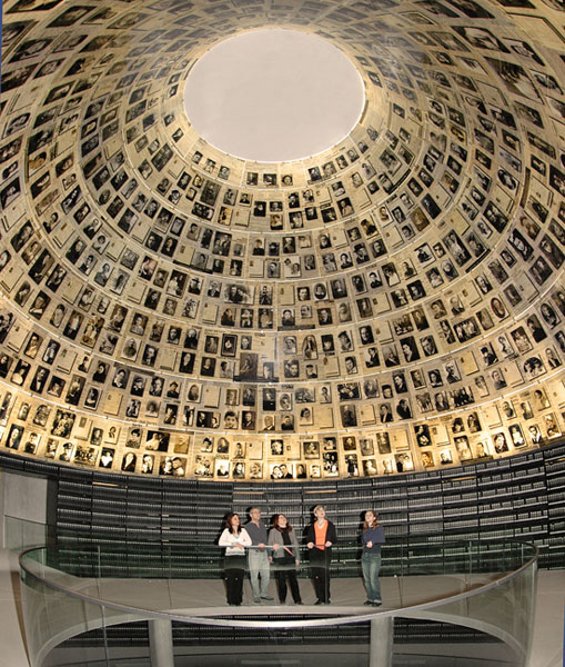 The Hall of Names in the Holocaust History Museum at Yad Vashem. This memorial contains the archive of the names of Jews who perished in the Holocaust. It includes a room for conducting searches of Holocaust victims' names online.