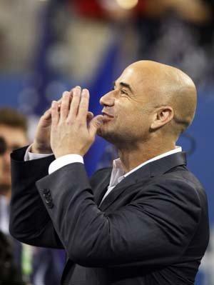 File photo shows former tennis champion Andre Agassi in the opening ceremony at the U.S. Open tennis tournament in New York, August 31, 2009. (Xinhua/Reuters File Photo)