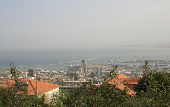 Panoramic view of Haifa, a port city in northern Israel 