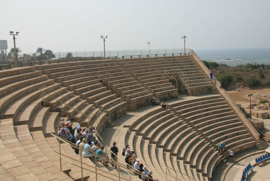 The remains of a Roman theater in Caesarea 