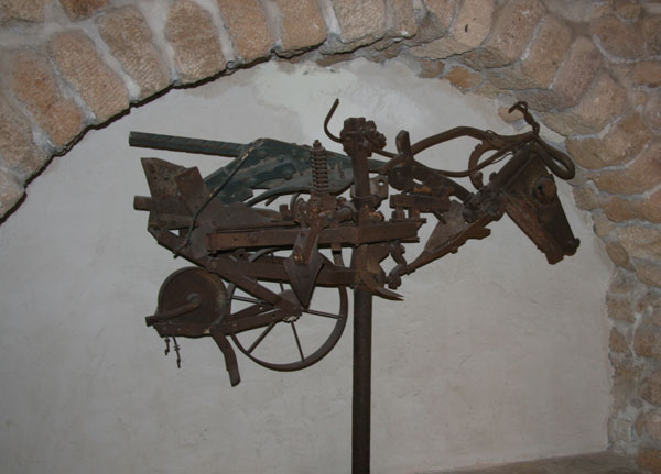  'A Donkey', a sculpture by Ilana Goor is displayed at the Ilana Goor Museum. The museum is located in the heart of Old Jaffa, Israel in a restored, mid 18th century house which used to serve as a seaside inn for pilgrims who sought shelter on their way to Jerusalem. 