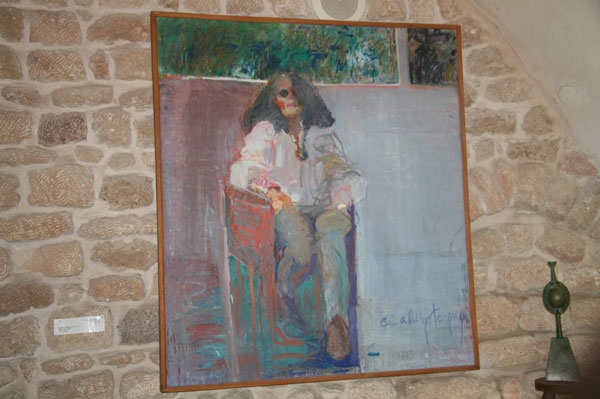 A portrait of Ilana Goor by Galin F. Tarmn is displayed at the Ilana Goor Museum. The museum is located in the heart of Old Jaffa, Israel in a restored, mid 18th century house which used to serve as a seaside inn for pilgrims who sought shelter on their way to Jerusalem. 