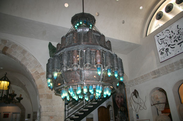 A chandelier of the Ilana Goor Museum. The museum is located in the heart of Old Jaffa, Israel in a restored, mid 18th century house which used to serve as a seaside inn for pilgrims who sought shelter on their way to Jerusalem. 
