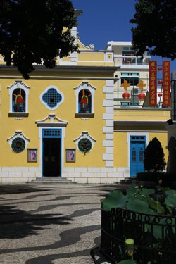 Coloane Village. Portuguese architecture dots this quiet little Macau island.