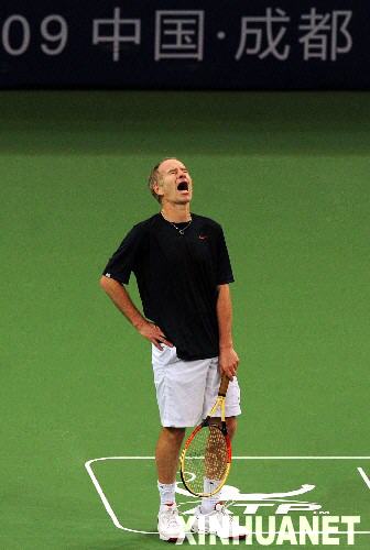 American John McEnroe was defeated by Croatian Goran Ivanisevic at the Chengdu Open at the Sichuan International Tennis Center on November 6, 2009.