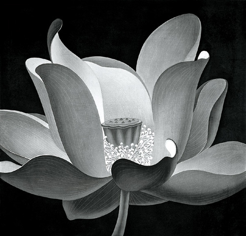 'Lotus Dance' by Chen Qi, Water woodblock print 