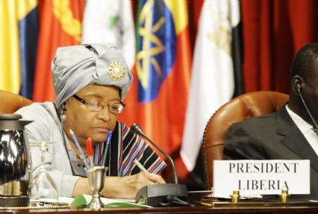 Liberian President Ellen Johnson Sirleaf attends the ministerial meeting of the Forum on China-Africa Cooperation (FOCAC) in the Egyptian Red Sea resort of Sharm El-Sheikh on November 8, 2009.[Xinhua]