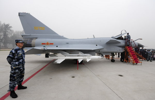 J-10 fighters. Homemade air force weapons are exhibited at the Beijing Shahe Military Airport to celebrate the 60th anniversary of the PLA air force. [CFP]