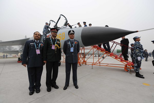 Homemade air force weapons are exhibited at the Beijing Shahe Military Airport to celebrate the 60th anniversary of the PLA air force. [CFP]