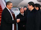 Barack Obama arrives in Beijing