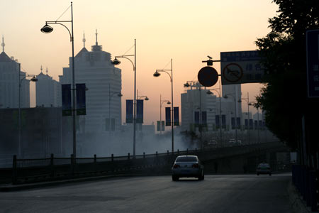 The first light of day in Xining is beautiful in this photo taken on Oct. 31, 2009. [Xinhua]