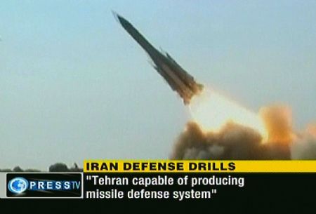 TV grab released by Press TV on Sunday shows Iran's aerial defense maneuver.