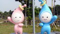 The two mascots were standing in the entrance. [Photo: CRIENGLISH.com]