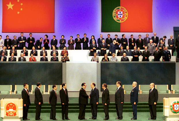 General view of the handover of Macao territory ceremony. The transfer of sovereignty of Macao from the Portuguese Republic to the People's Republic of China (PRC) occurred on Dec. 20, 1999. 