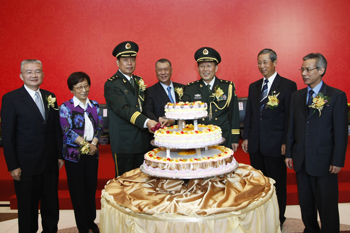 Officials participate in a cake-cutting ceremony during China's Army Day. The event took place on Aug. 1.