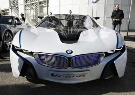 The BWM Vision EfficientDynamics Concept car alternative fuel vehicle is seen on display during a preview at the 2009 L.A. Auto Show in Los Angeles, California December 1, 2009.