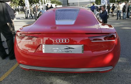 An Audi E-tron electric concept car alternative fuel vehicle is on seen on display during a preview at the 2009 L.A. Auto Show in Los Angeles, California December 1, 2009.