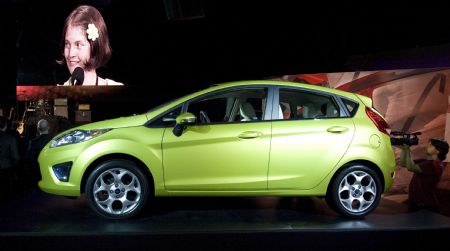 Ford Motor Company unveils their new North American Ford Fiesta car at the Fiesta Movement Awards Celebration a day before the official debut at the Los Angeles Auto Show in the Hollywood area of Los Angeles, California, December 1, 2009.