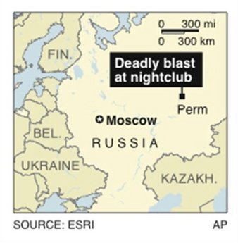 Perm, location of the nightclub explosion