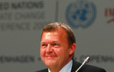 Danish Prime Minister Lars Lokke Rasmussen attends the opening of the United Nations Climate Change Conference 2009, also known as COP15, at the Bella center in Copenhagen Dec. 7, 2009. [Zhang Yuwei/Xinhua] 
