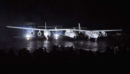 Virgin Galactic&apos;s SpaceShipTwo is unveiled in Mojave, California December 7, 2009. Billionaire Richard Branson on Monday unveiled the first commercial passenger spaceship, a sleek black-and-white vessel that represents an expensive gamble on creating a commercial space tourism industry.[Xinhua/Reuters]