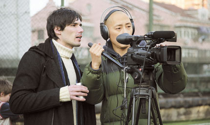 Italian film maker Gianpaolo Lupori and his crew shoot a commercial for a beer company in Harbin, Heilongjiang Province.