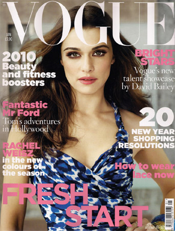 British actress Rachel Weisz is the cover star of the January issue of Vogue magazine, the Britain&apos;s edition. The Oscar winning actress stars in Peter Jackson&apos;s latest film &apos;The Lovely Bones&apos;, which went on screens worldwide this December. [ent.sina.com.cn]