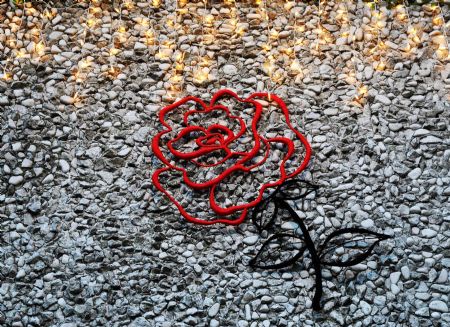 A decoration of rose is seen outside of Argentine pop singer Sandro's residence in Buenos Aires on Jan. 5, 2010. 